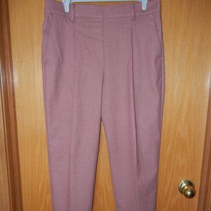 Ann Taylor Loft Wmn Sz M Pull On Pleated Belted Pants Trousers Tapered High Rise
